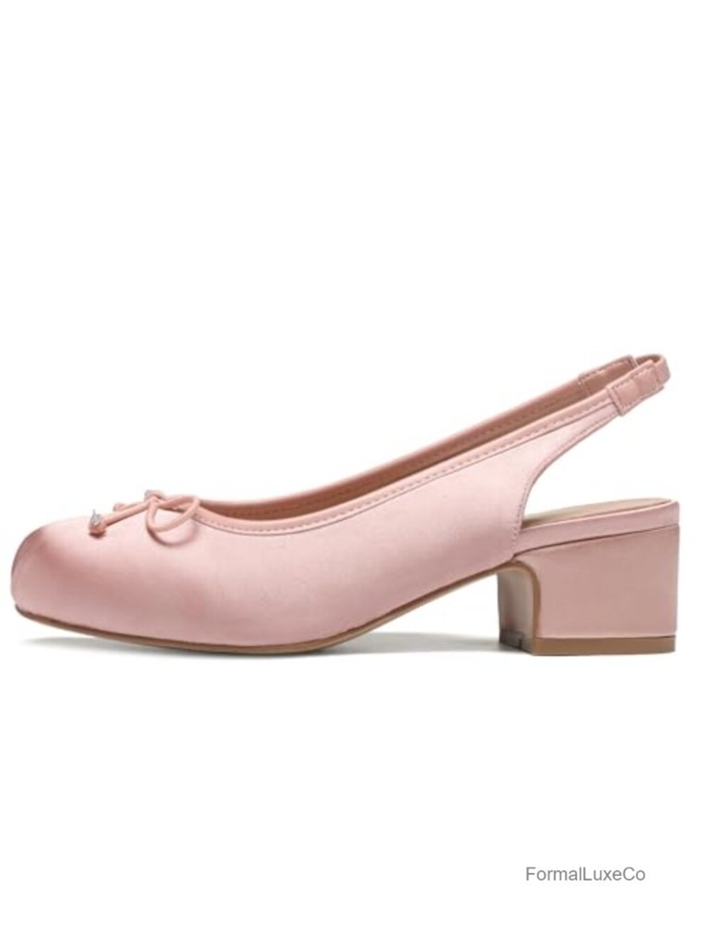 Cute Bow Square Toe Low Chunky Heel Slingback Mary Jane Pumps Elastic Strap - Picture 4 of 6